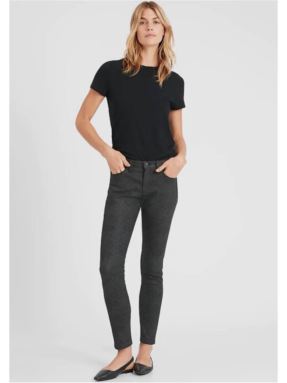 Banana Republic Premium Denim Midrise Skinny Serpent (Snake) Print Jeans - Picture 2 of 12